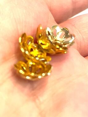74 Gold Tone Bead caps  3x10mm